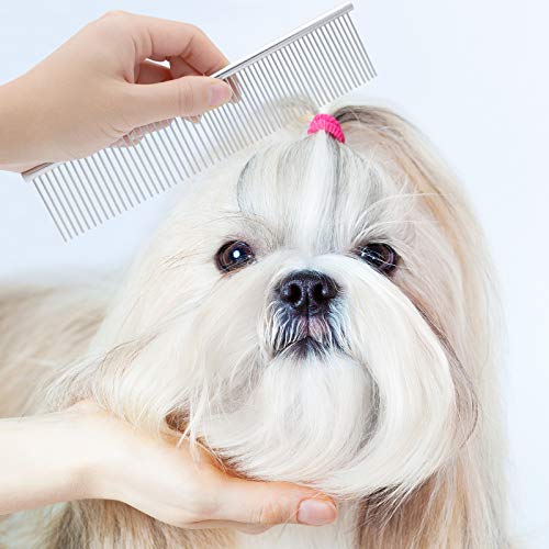 Pets Grooming Comb Kit for Small Dogs Puppies For Tear Stain Remover, 2-in-1 with Round Teeth to Remove Knots Crust Mucus