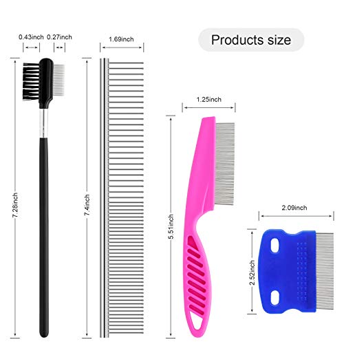 Pets Grooming Comb Kit for Small Dogs Puppies For Tear Stain Remover, 2-in-1 with Round Teeth to Remove Knots Crust Mucus