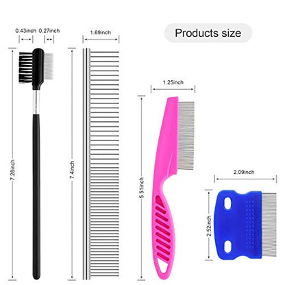 Pets Grooming Comb Kit for Small Dogs Puppies For Tear Stain Remover, 2-in-1 with Round Teeth to Remove Knots Crust Mucus