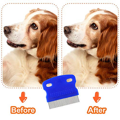 Pets Grooming Comb Kit for Small Dogs Puppies For Tear Stain Remover, 2-in-1 with Round Teeth to Remove Knots Crust Mucus