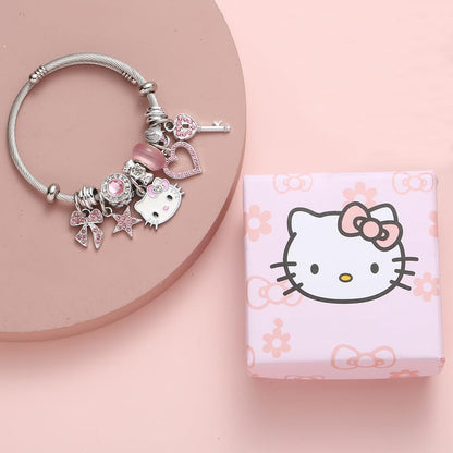 Kawaii Bangle Bracelets with Jewelry Box, Adjustable Stainless Steel Cuff Bracelet Anime Cartoon Accessories Gifts for Women Girls