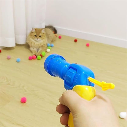 Icruze Plush Ball Shooter, 2024 New Plush Ball Shooting Gun, Interactive Cat Toy