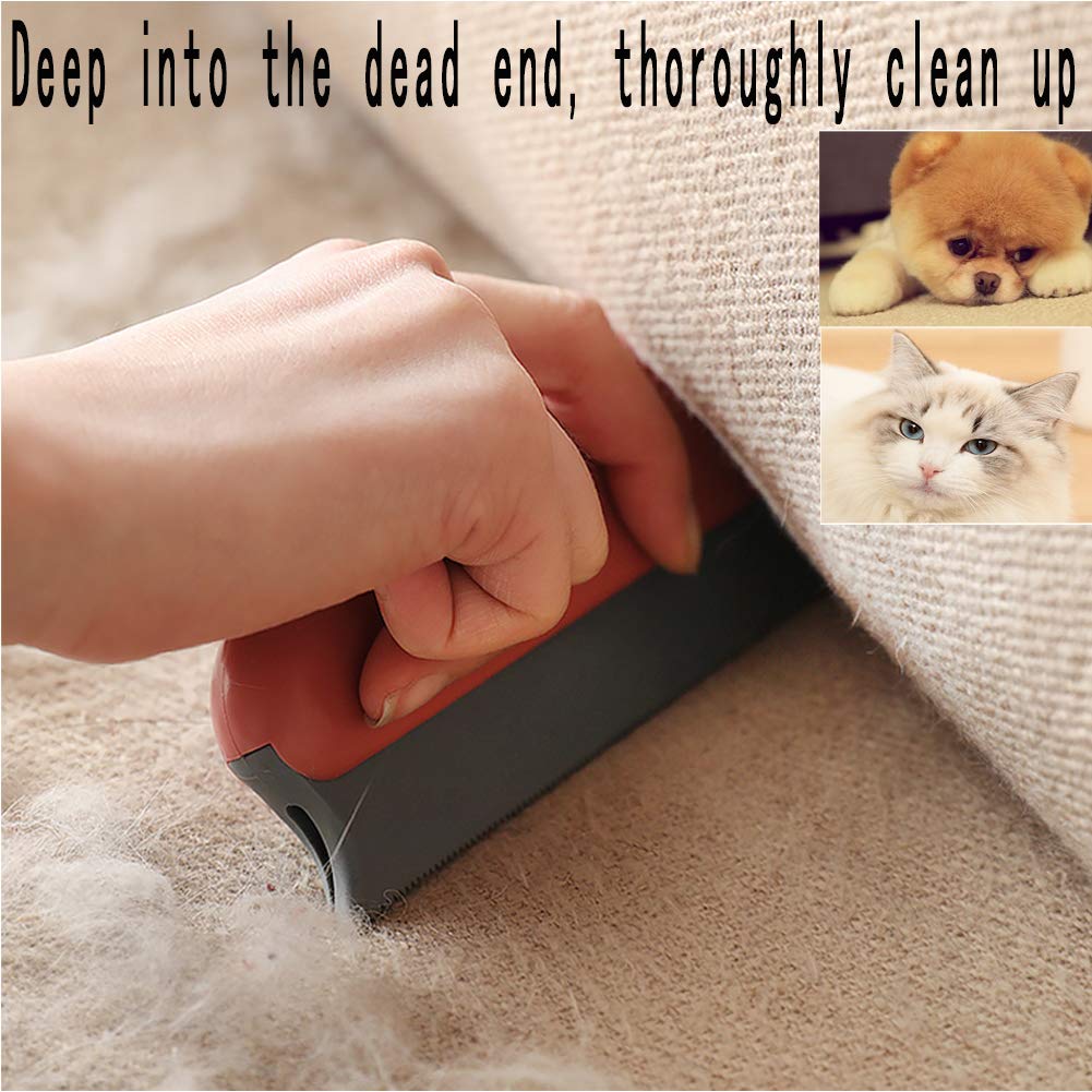 Pet Hair Remover Brush, Red Pet Hair Detailer with Comfortable Handle, Efficient Dog & Cat Hair Remover