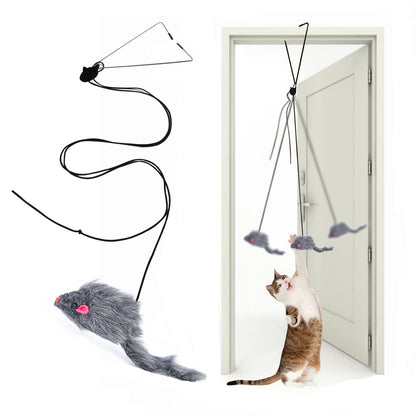 Interactive Cat Feather Toys, Retractable Cat Teaser Toy, Hanging Interactive cat Toys for Indoor Cats