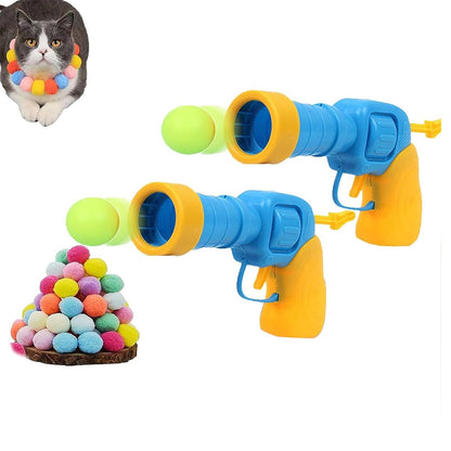 Icruze Plush Ball Shooter, 2024 New Plush Ball Shooting Gun, Interactive Cat Toy