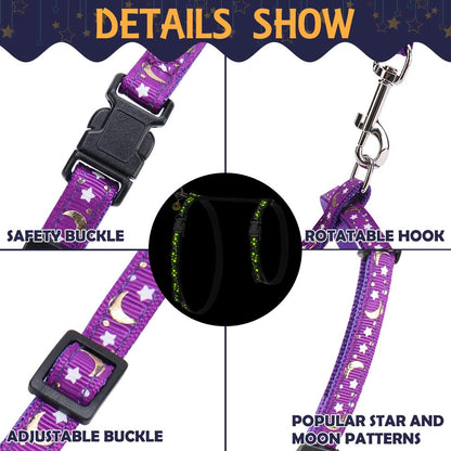 Cat Harness and Leash Set, Adjustable Soft Escape Proof H-shped Kitty Vest Strap for Outdoor Walking(Purple)