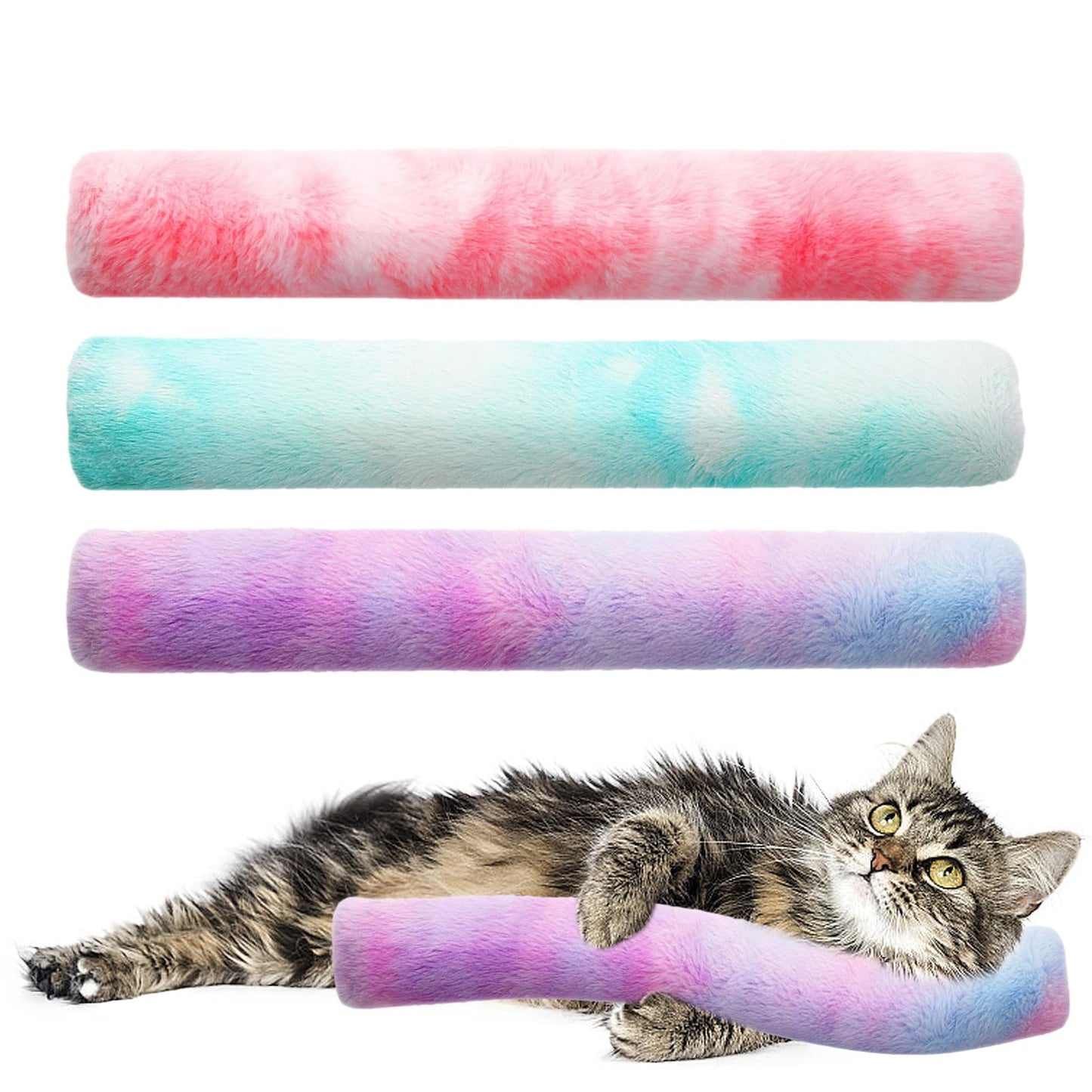 3pcs Catnip Interactive Cat Kicker Toy, Soft Durable Plush Fabric Kick Sticks, Cat Chew Pillow