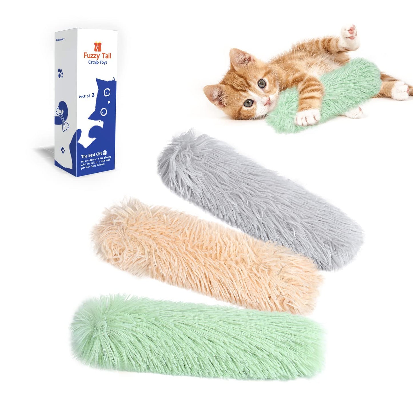 Cat Toys Cat Pillows, 3 Pack Soft and Durable Crinkle Sound Catnip Toys, Interactive Cat Kicker Toys