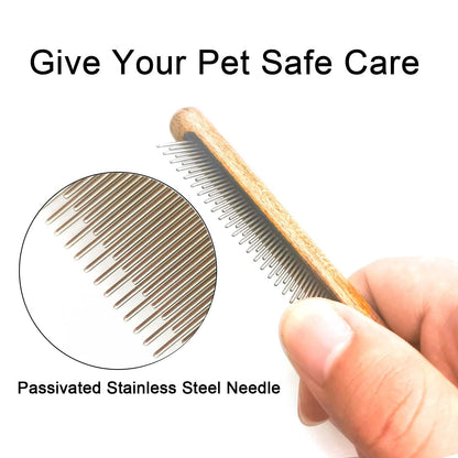 Cat Comb,Dog Comb,Solid Wood Pet Comb Grooming Tool for Cats,Dogs and Rabbits