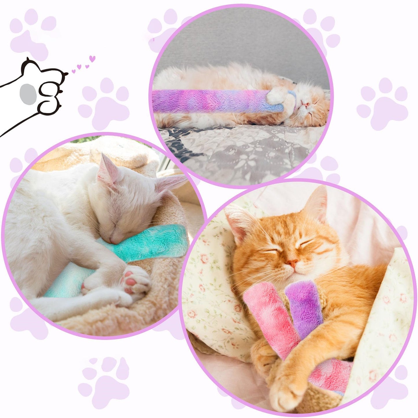 3pcs Catnip Interactive Cat Kicker Toy, Soft Durable Plush Fabric Kick Sticks, Cat Chew Pillow