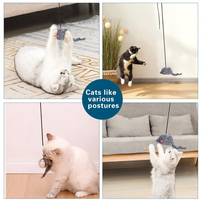 Interactive Cat Feather Toys, Retractable Cat Teaser Toy, Hanging Interactive cat Toys for Indoor Cats