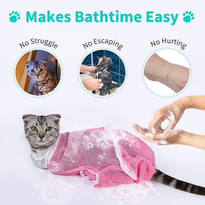 Cat Bathing Grooming Bag, Anti-Bite and Anti-Scratch for Bathing, Nail Trimming, Medicine Taking, Injection