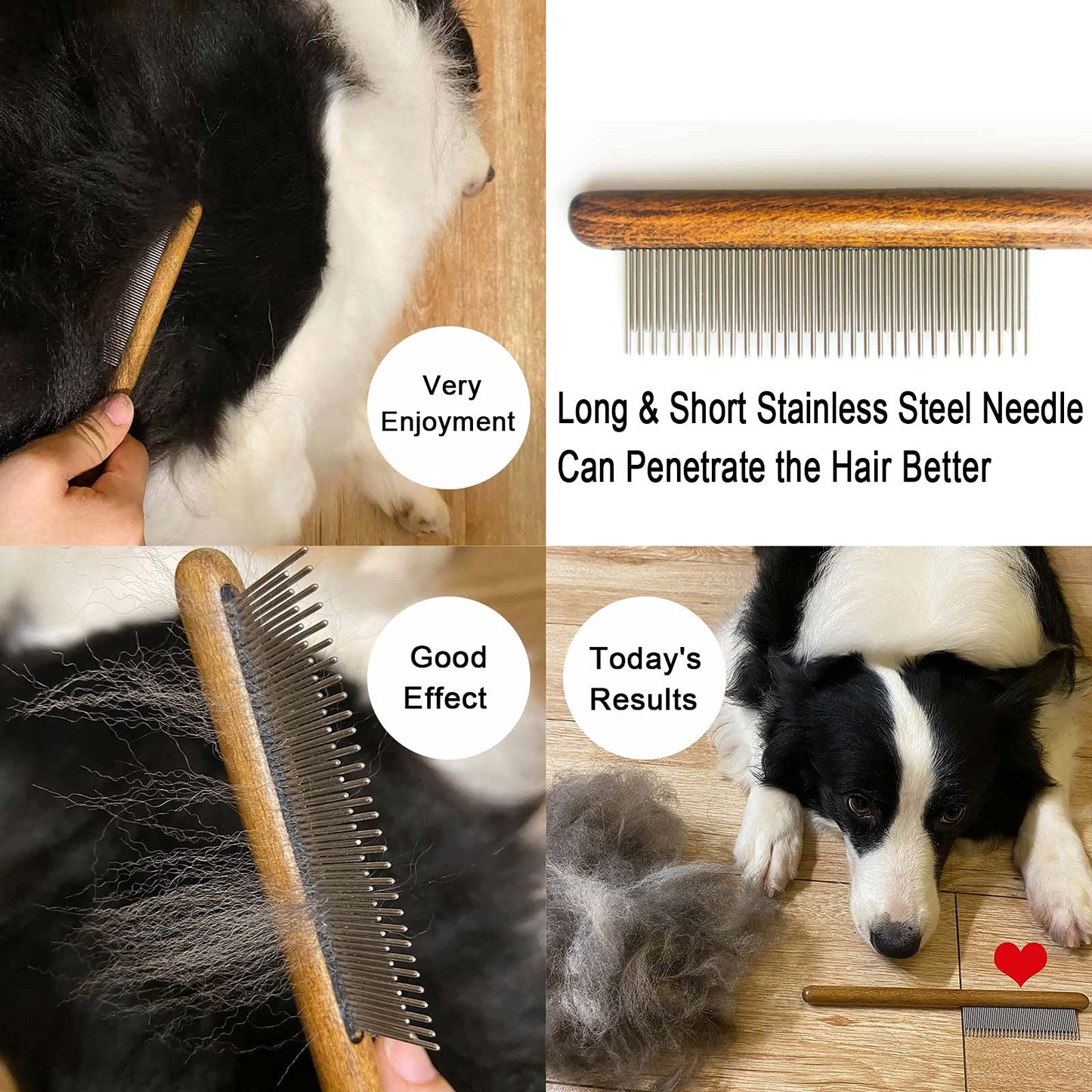 Cat Comb,Dog Comb,Solid Wood Pet Comb Grooming Tool for Cats,Dogs and Rabbits