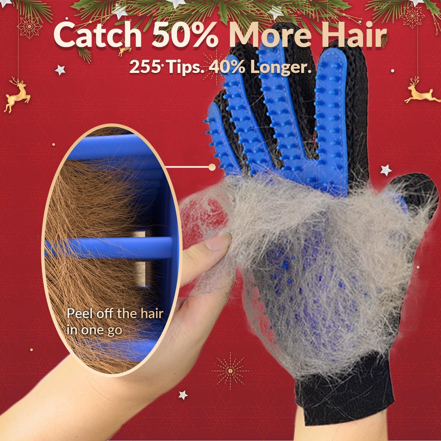 Upgrade Pet Grooming Gloves Cat Brushes for Gentle Shedding, Efficient Pets Hair Remover Mittens