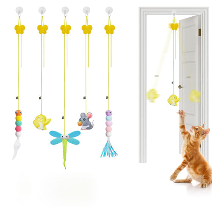 Interactive Cat Feather Toys, Hanging Cat Toys(5 Pcs)