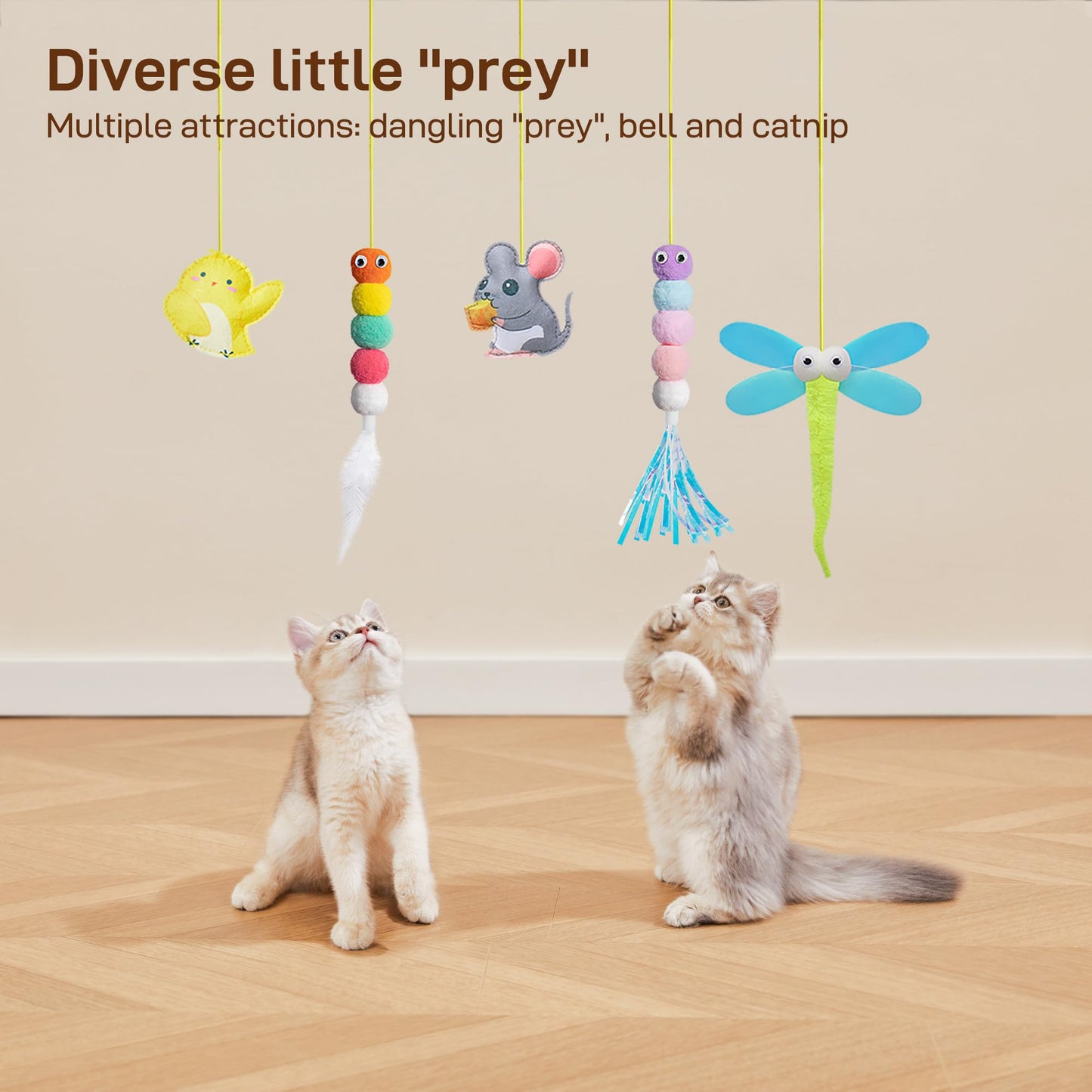 Interactive Cat Feather Toys, Hanging Cat Toys(5 Pcs)